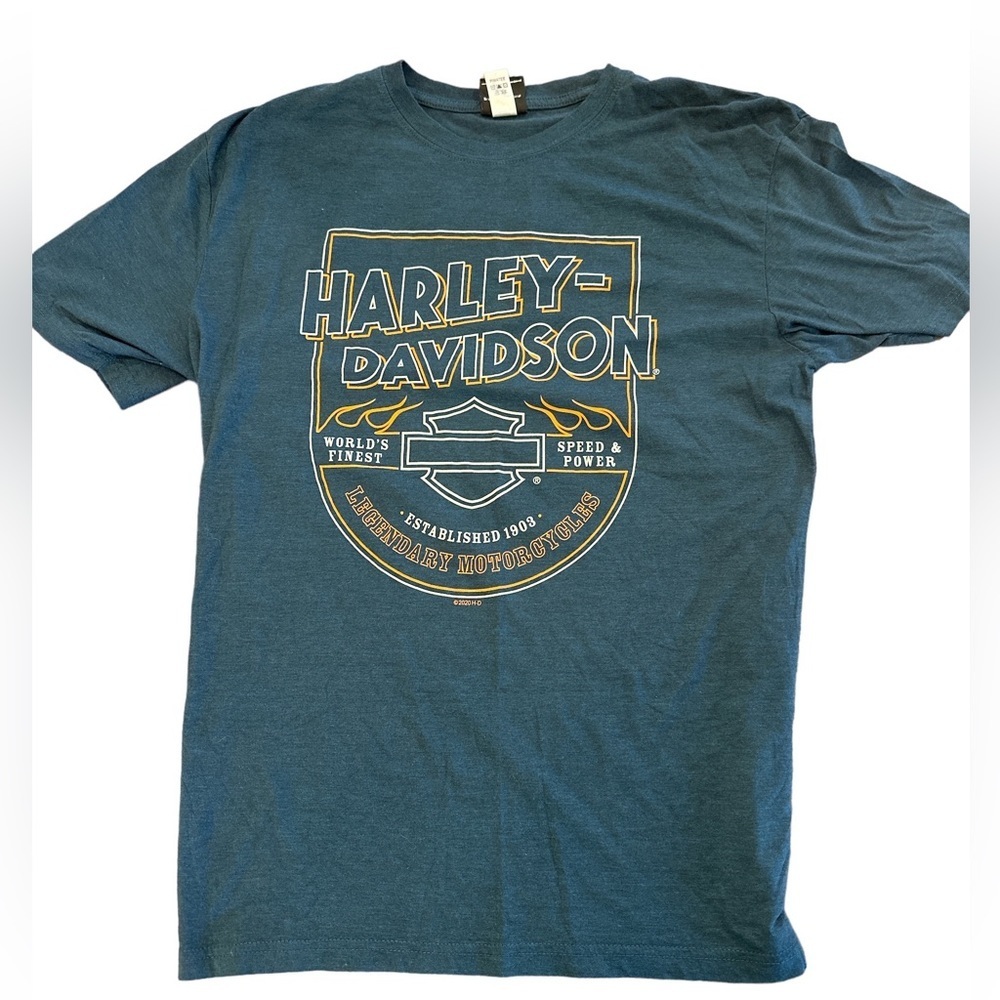 Harley Davidson Large T Shirt Excellent Southern Tier‎ HD Binghamton NY GrayBlue